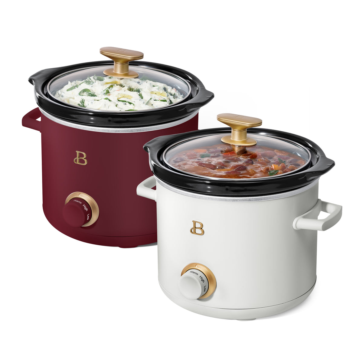 Dual Pot Slow Cooker, 2 Pot Small Mini Crock Buffet Server and Warmer, Double  Pot Buffet