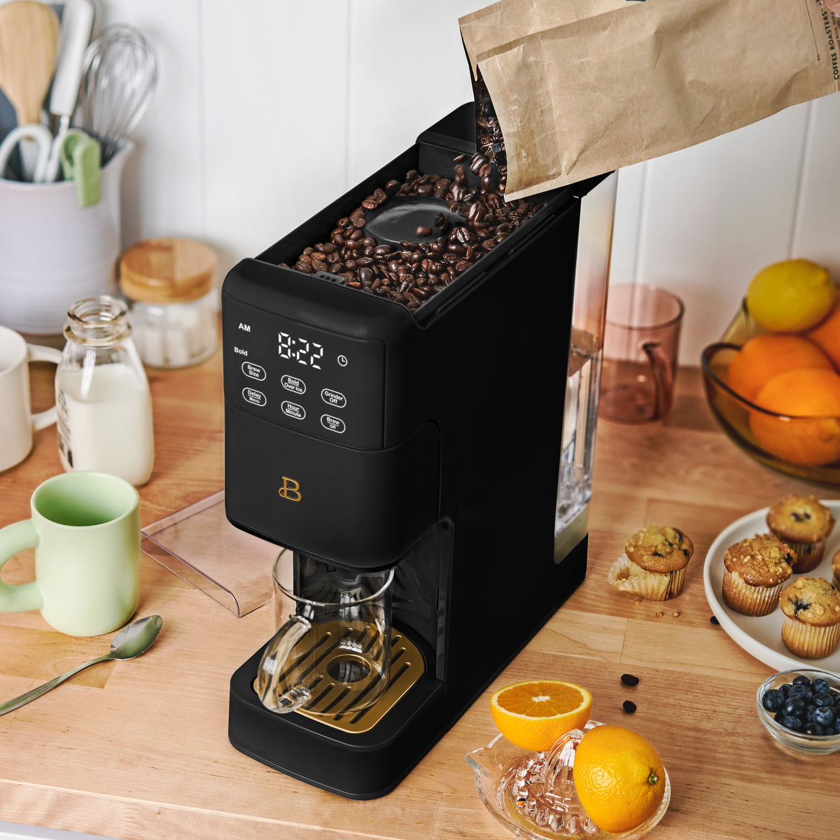 Beautiful 14-Cup Programmable Drip Coffee Maker with Touch-Activated  Display, Cornflower Blue by Drew Barrymore