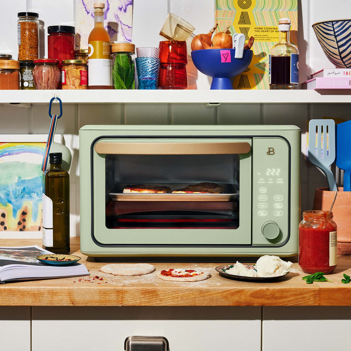 6 Slice Air Fryer Toaster Oven, by Drew Barrymore,Dishwasher Safe