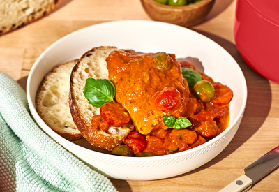 Pan-Roasted Chicken in Rosé Tomato Basil Cream