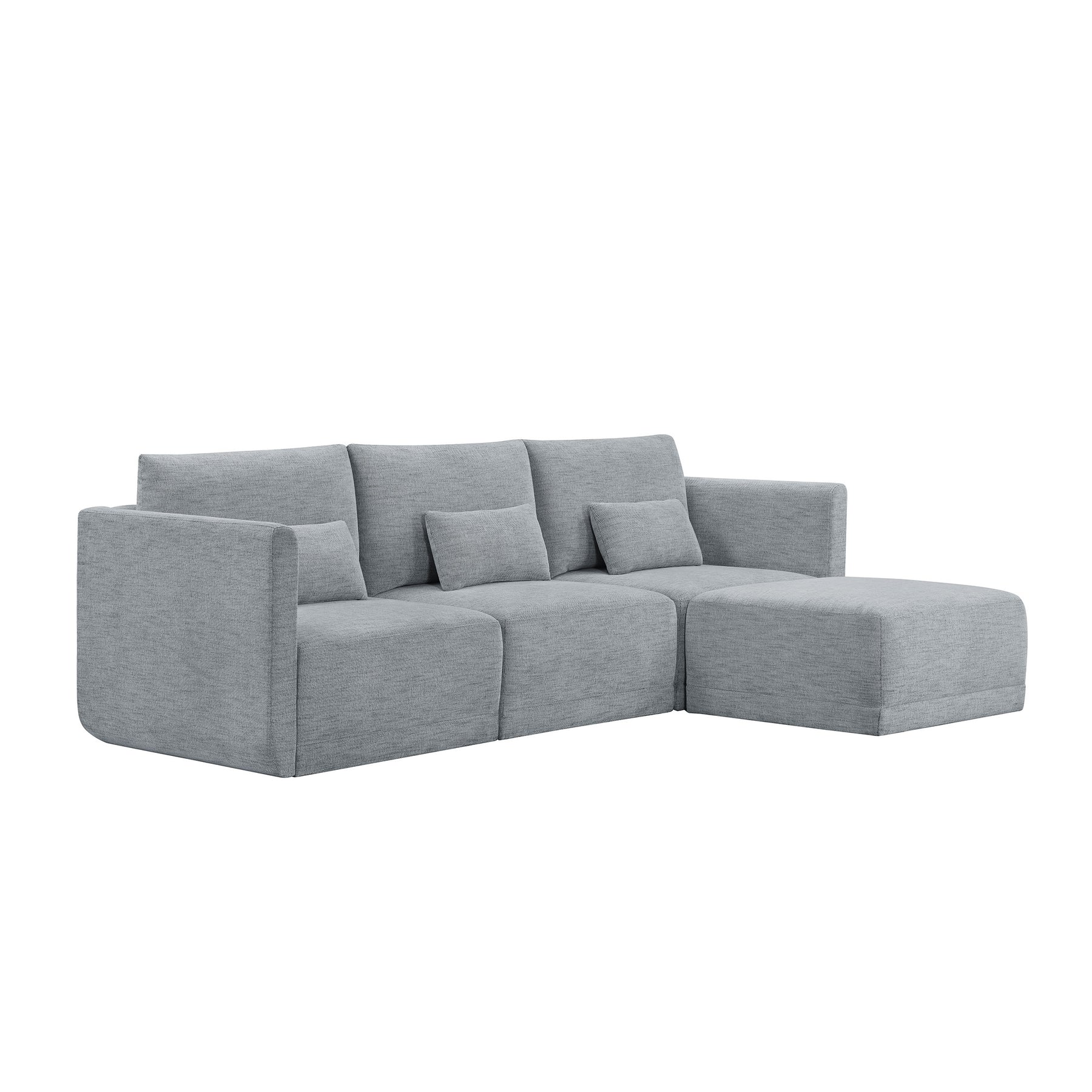 Drew Modular Sectional Sofa with Ottoman by Drew Barrymore, Gray Fabri ...