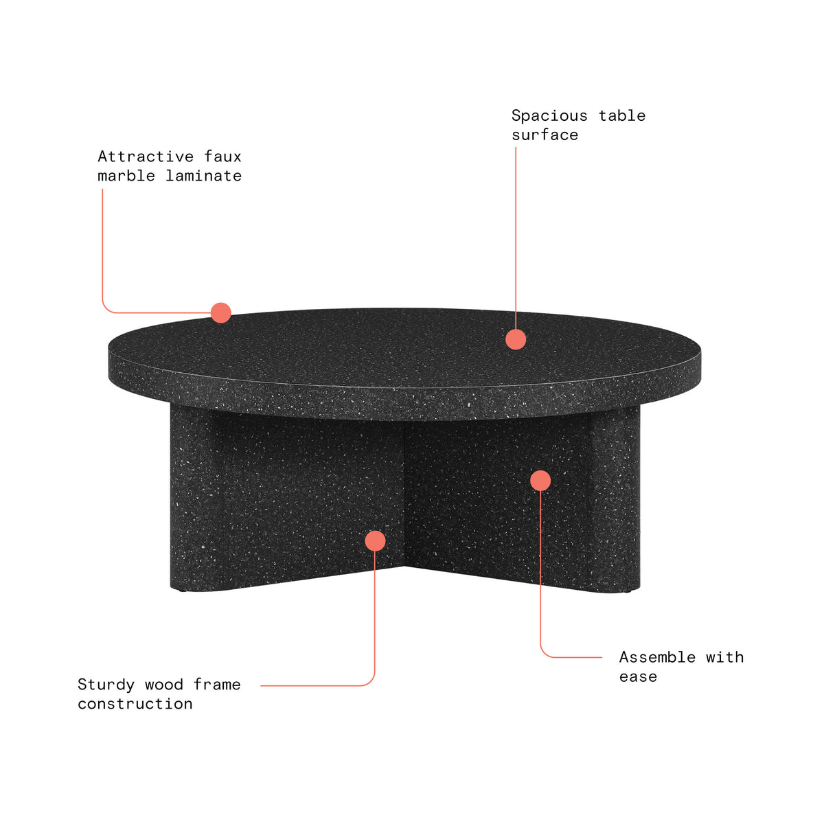 Beautiful Contempo Round Coffee Table Finish by Drew Barrymore Beautiful™