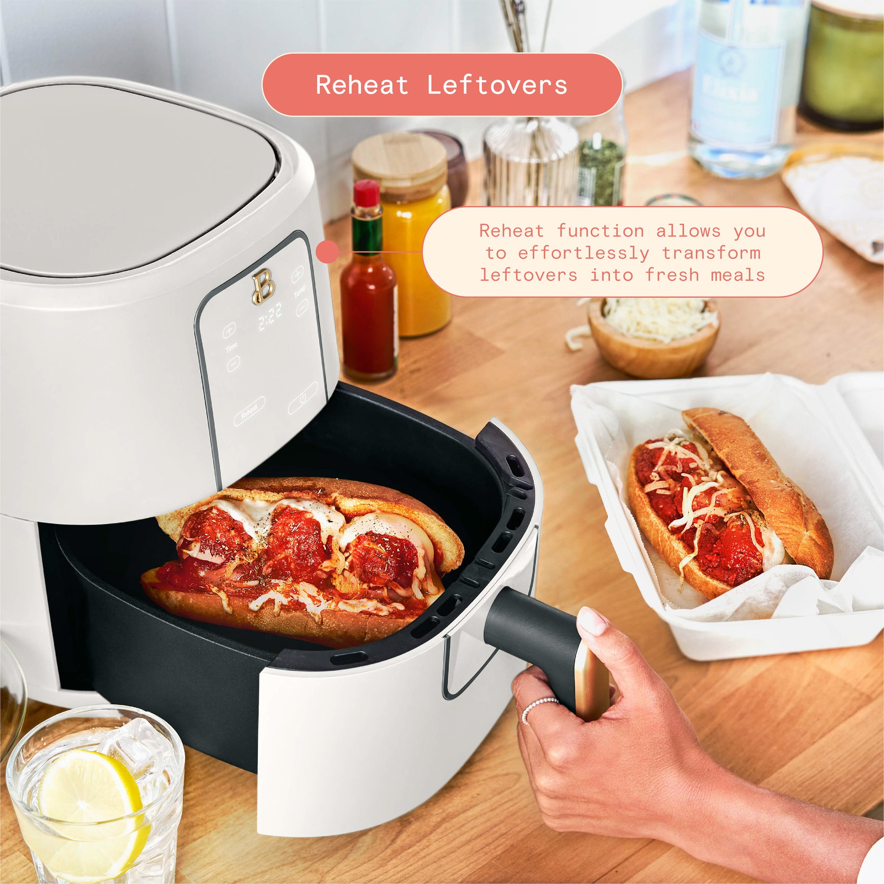 Beautiful 3 Qt Air Fryer with TurboCrisp Technology, Limited Edition Merlot  by Drew Barrymore
