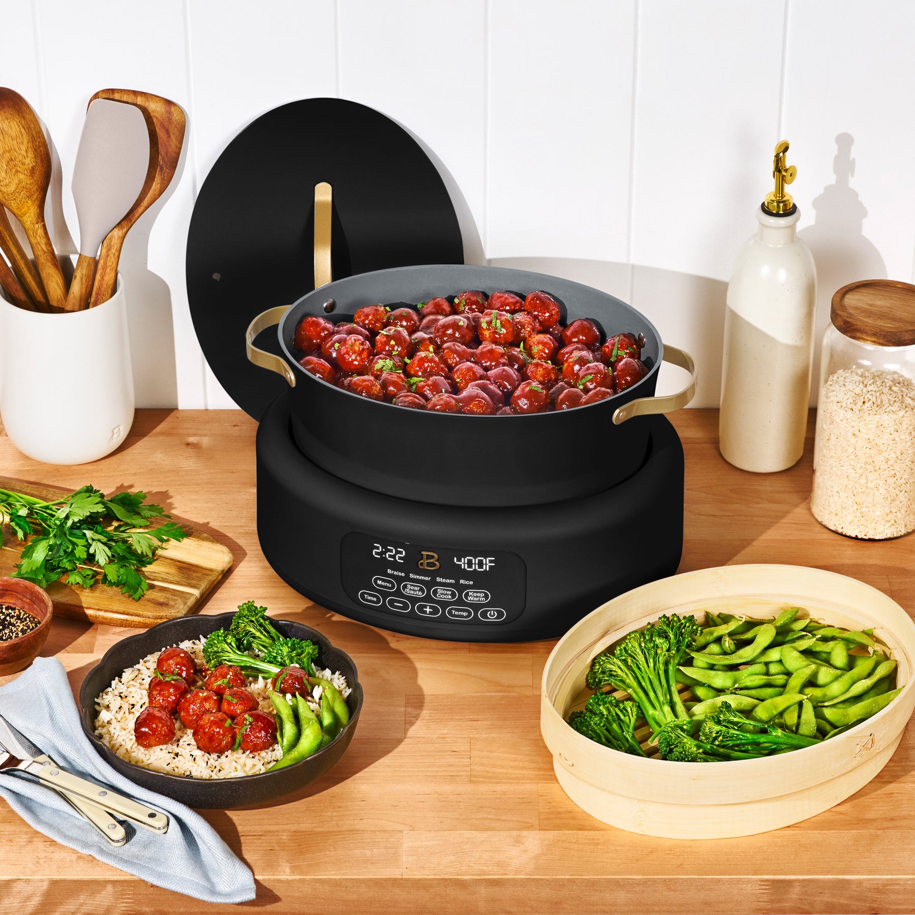 Beautiful 8.0 QT 10-in-1 Prog Multi-cooker w/ Bamboo Steamer – Beautiful™