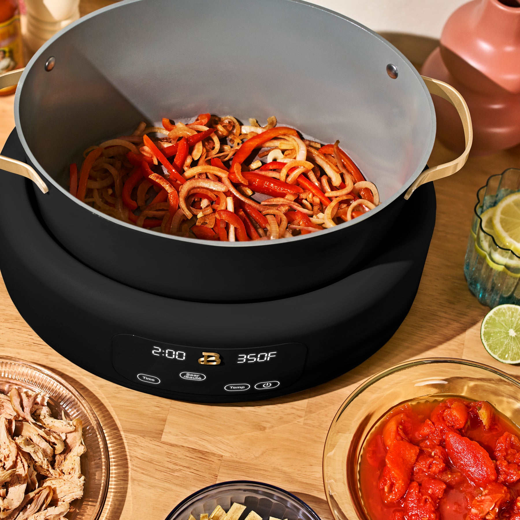 Beautiful 8.0 QT 10-in-1 Prog Multi-cooker w/ Bamboo Steamer