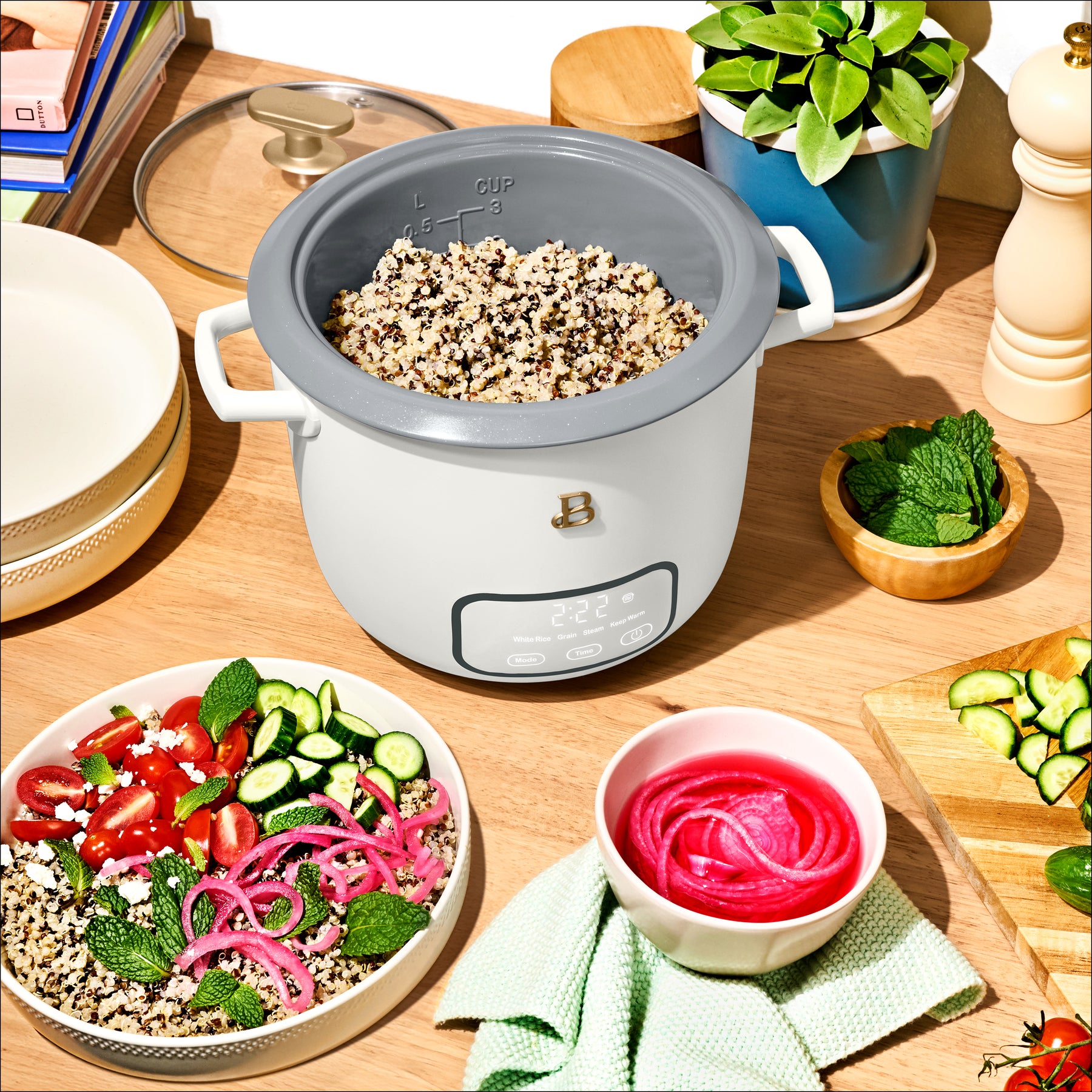 6-Cup Digital Rice Cooker with Glass Lid – Beautiful™