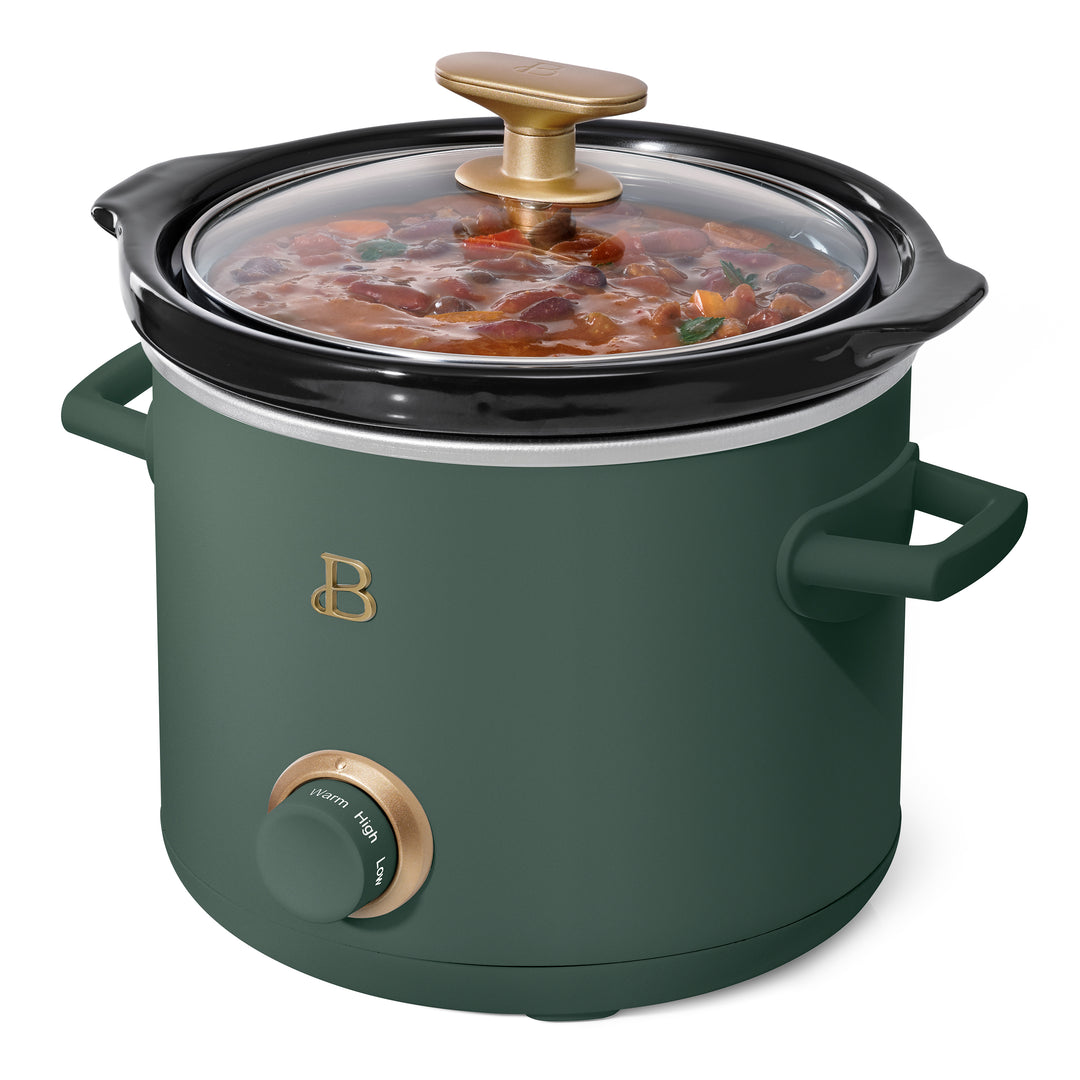 2 Qt Manual Slow Cooker, 2-Pack, Thyme Green and Porcini Taupe