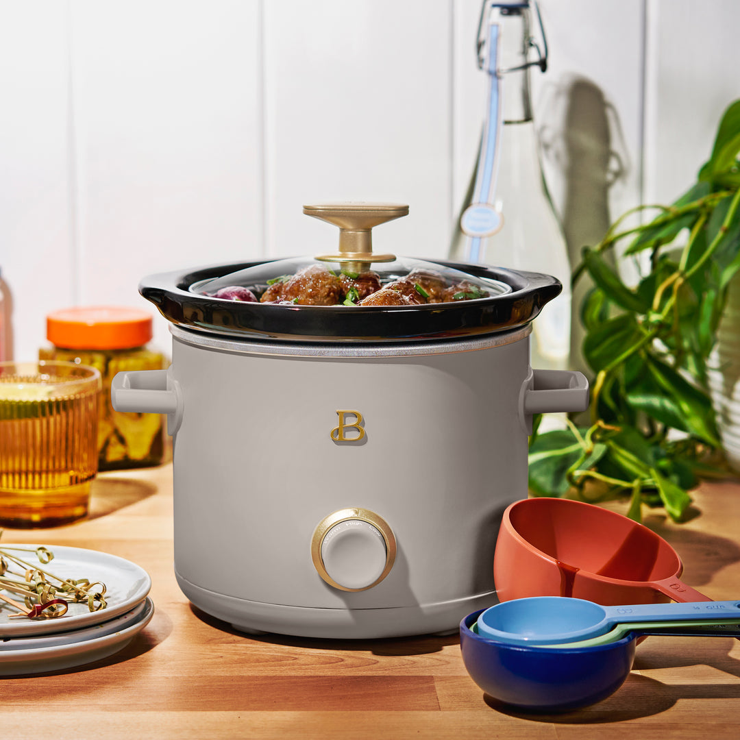 2 Qt Manual Slow Cooker, 2-Pack, Thyme Green and Porcini Taupe