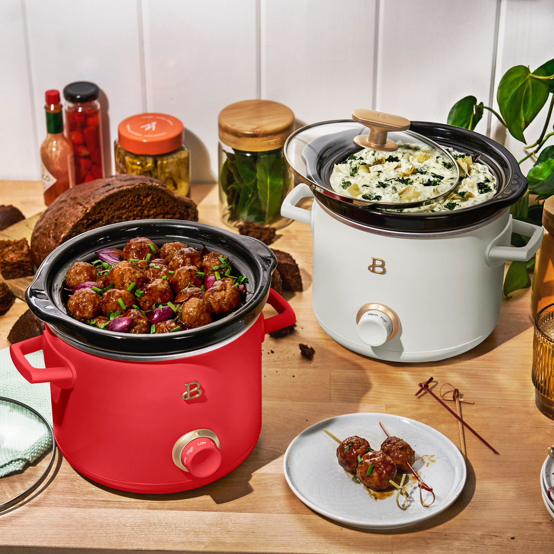 シンバ 2.5号　TKS POT グローホワイト　オーロラ 2 Qt Manual Slow Cooker, 2-Pack, Tomato Red + White Icing – Beautiful™