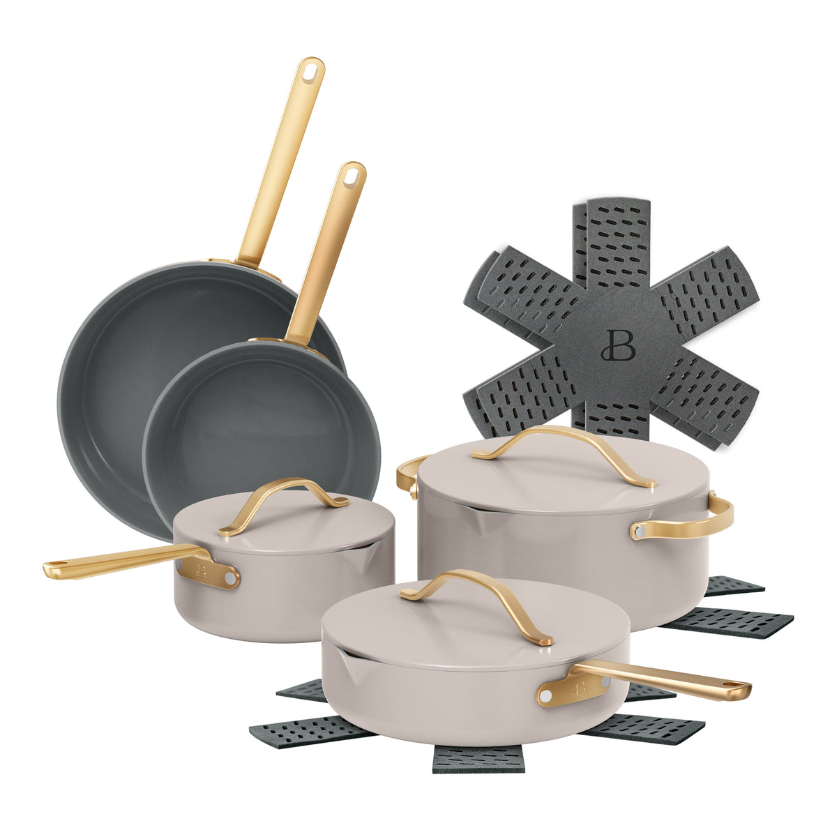 12-Piece Ceramic Non-Stick Cookware Set with Strainer Lids