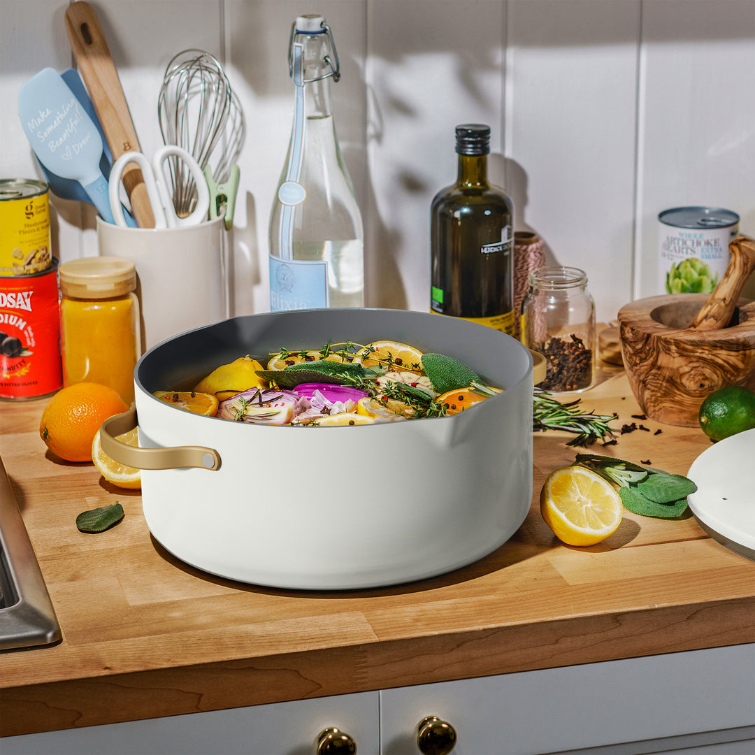 8 Quart Ceramic Non-Stick Stock Pot with Strainer Lid – Beautiful™
