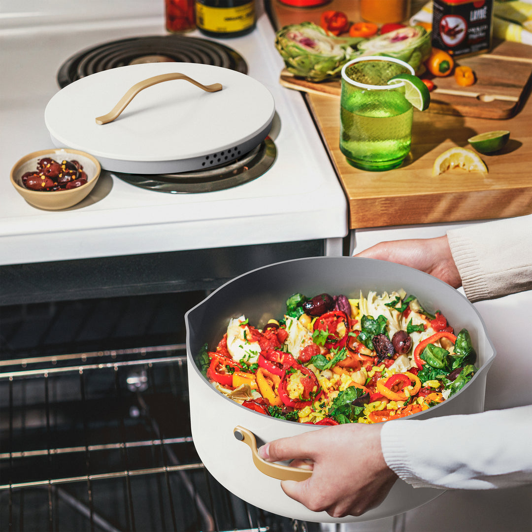 8 Quart Ceramic Non-Stick Stock Pot with Strainer Lid – Beautiful™