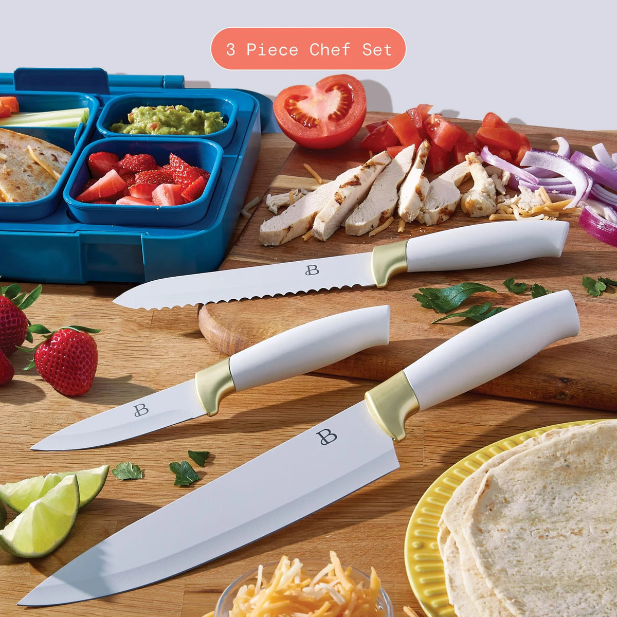 3-Piece Soft Grip Stainless Steel Chef Knife Set – Beautiful™