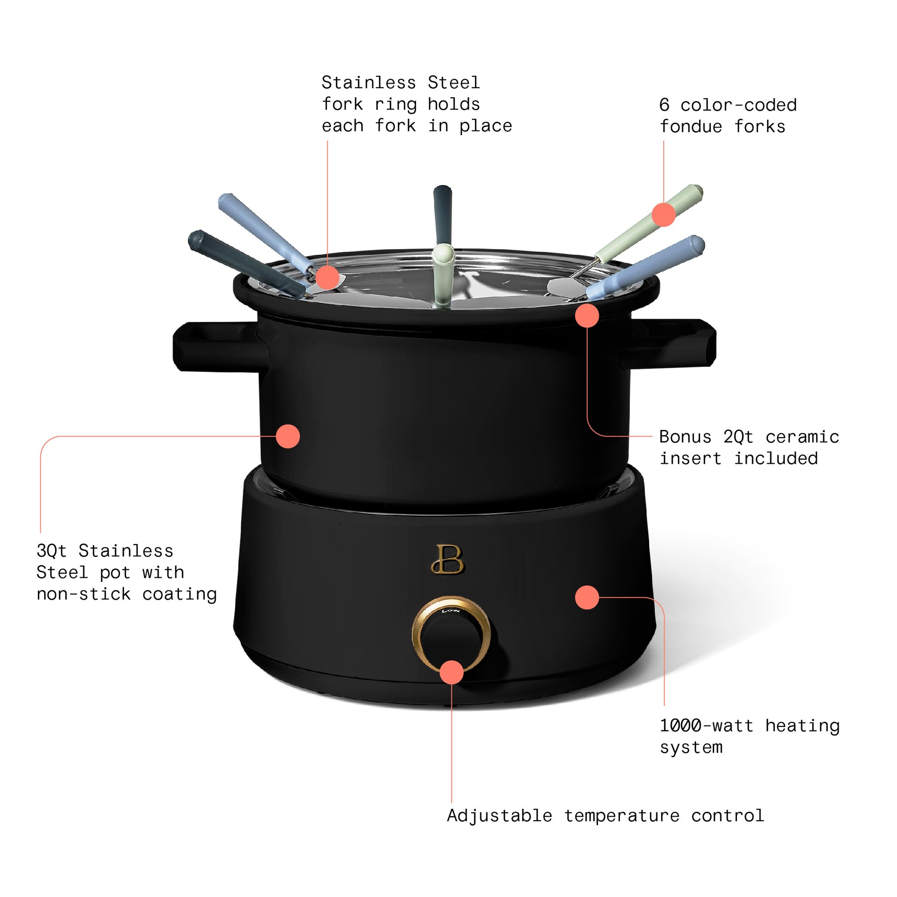 TABLE ET COOK Poêlon à fondue 20 cm Noir TABLE ET COOK Poêlon à fondue 20 cm Noir