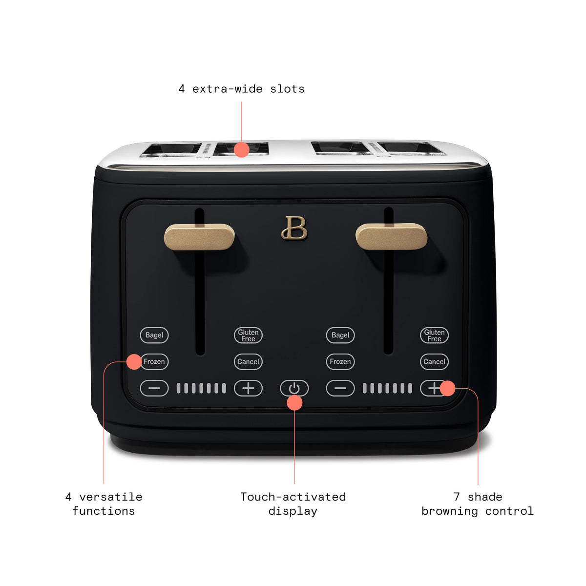 4-Slice Toaster with Touch-Activated Display – Beautiful™