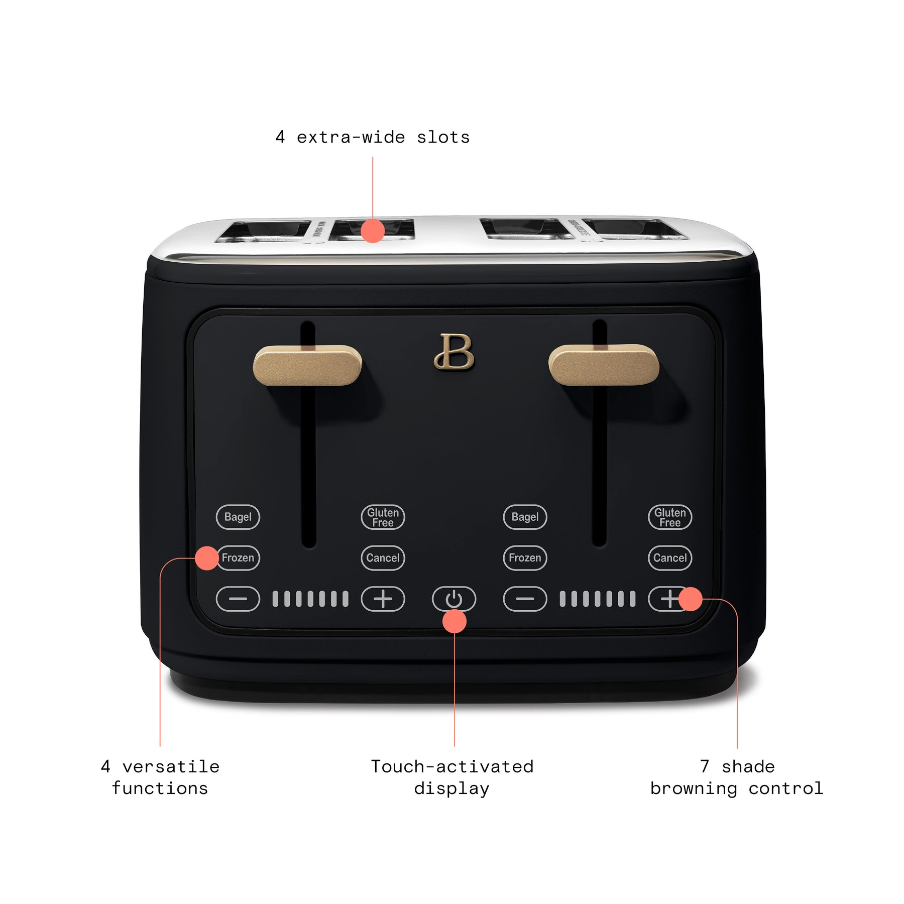 4-Slice Toaster with Touch-Activated Display – Beautiful™